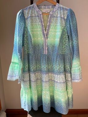 Hale Bob Marin Cotton Voile Dress Print Lined Short with Sleeves
